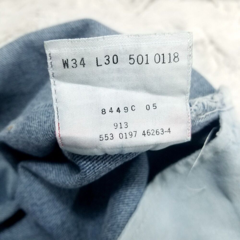 Vintage Levis Jeans Mens 34×30 Blue 501 Straight Button Fly Dark Wash Denim - Picture 10 of 11